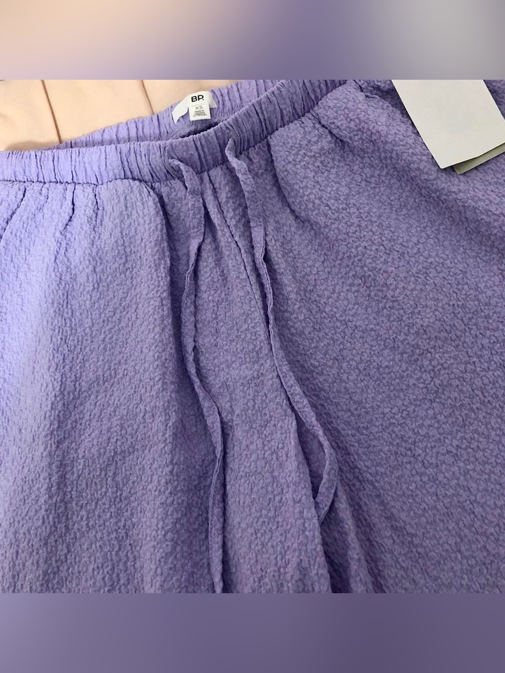 BP Lilac Textured Drawstring ruffled wide leg pant - Women